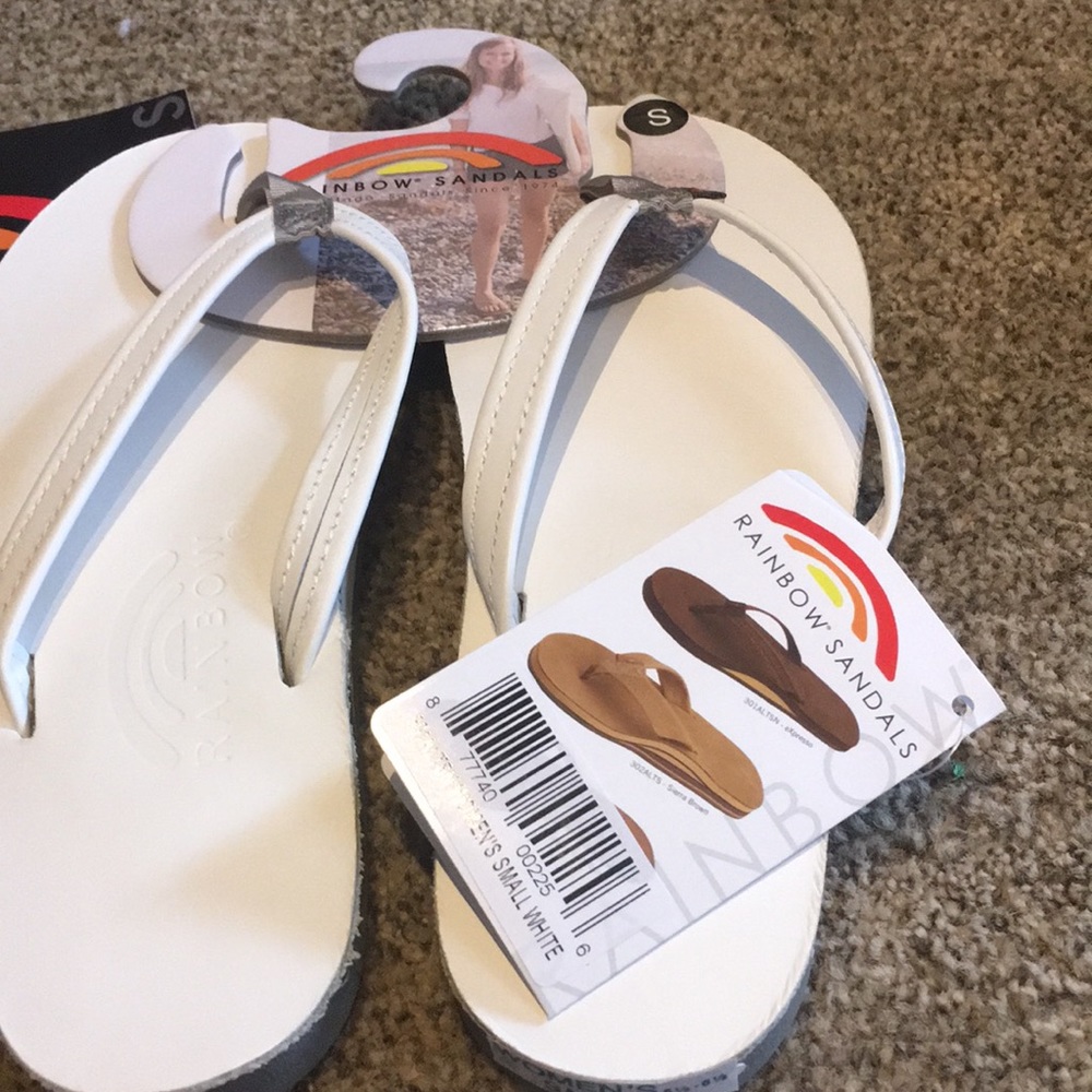 White RAINBOW Flip Flops